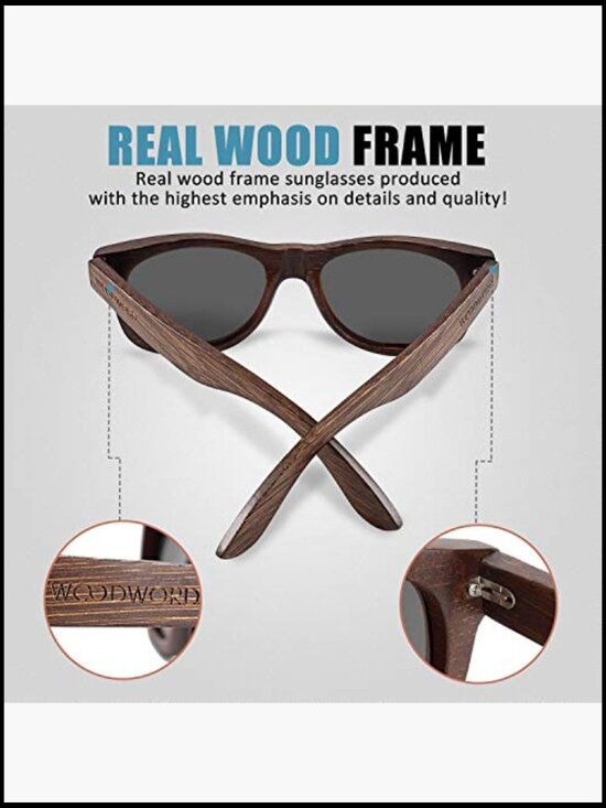Polarized Wood Sunglasses with Case - Bamboo Wood Frame main image 6